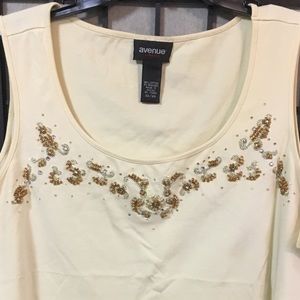 Avenue cream colored beaded tank top 22/24